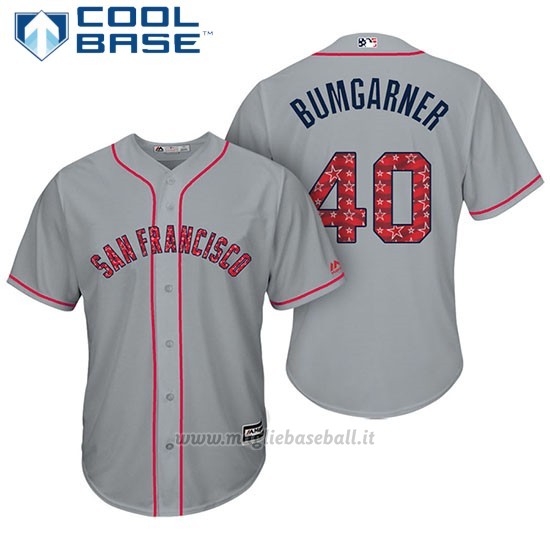 Maglia Baseball Uomo San Francisco Giants 2017 Estrellas y Rayas Madison Bumgarner Grigio Cool Base